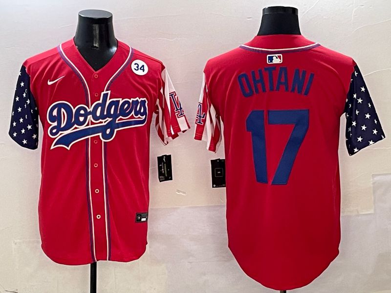 Men Los Angeles Dodgers #17 Ohtani Red a generation of national flags Joint name 2025 Nike MLB Jersey style 21->houston astros->MLB Jersey